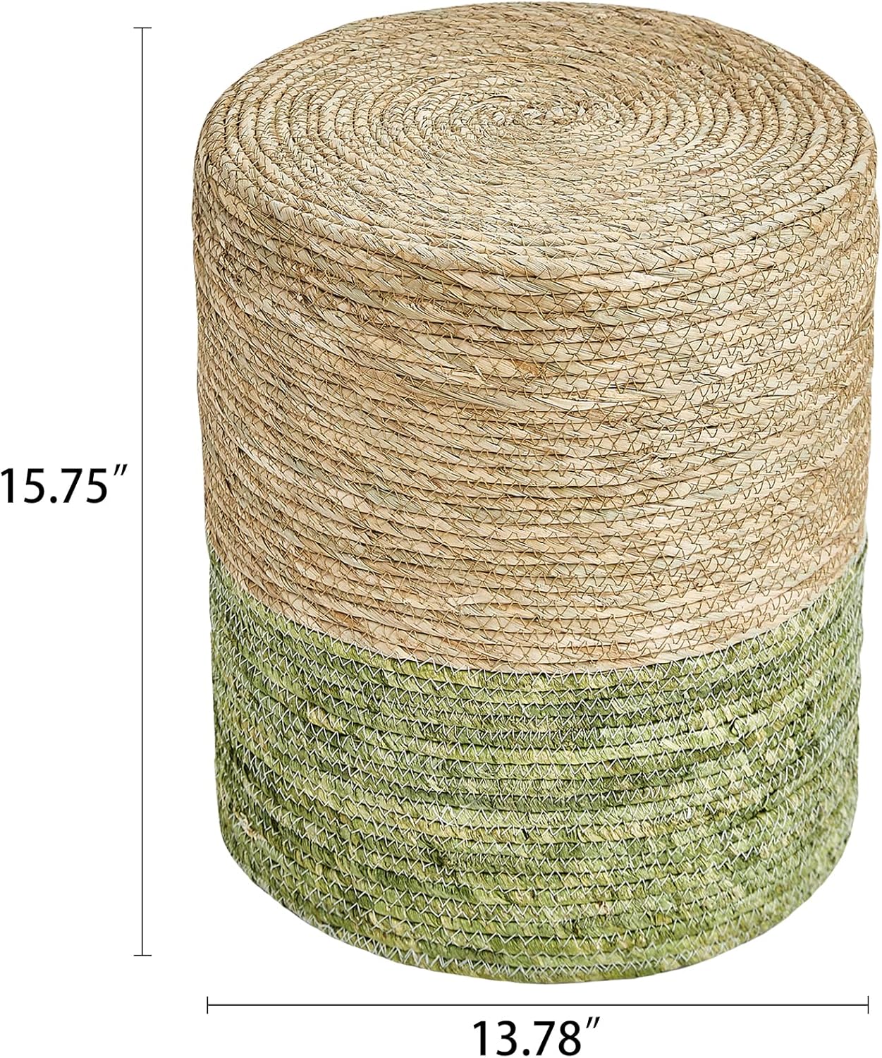 Cplxroc Ottoman Poof Natural Seagrass Poufs Hand Weave Round Footstool Pouffe Accent Chair Sitting Braided Footrest W/Jute Cover Boho Decor for Living Room, Bedroom