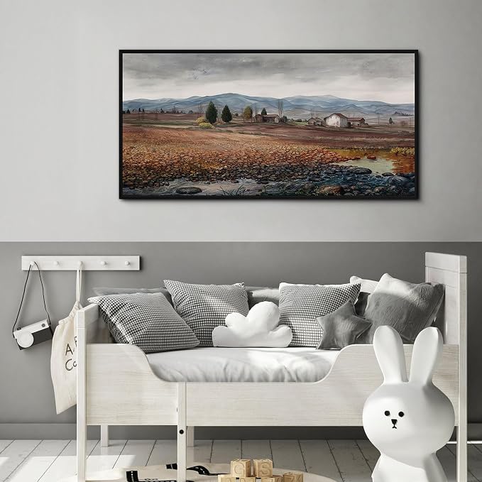 yiijeah Framed Artwork for Walls Extra Large Vintage Nature Earthy Wall Art Scenic Canvas Paintings Decor for Living Room Bedroom Entryway 40x20 Inches