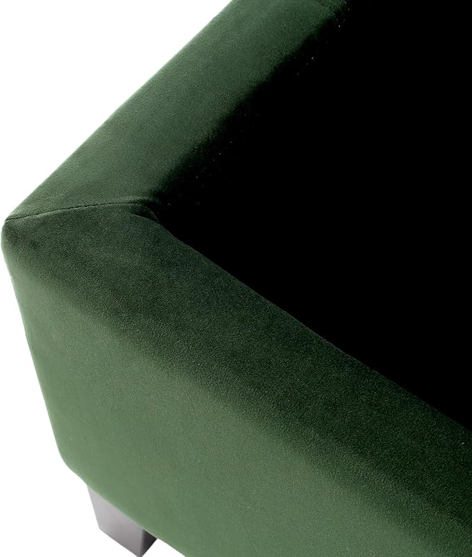 Christopher Knight Home Glouster Upholstered Storage Ottoman Bench, Forest Green Velvet, Matte Black