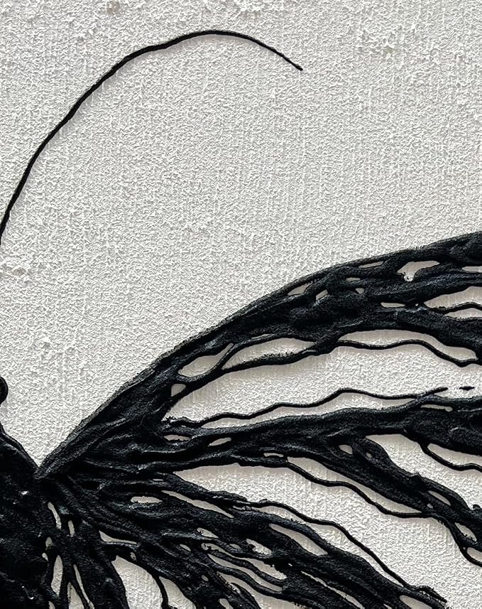 NANKAI Art Hand-Painted Black Butterfly Texture Art Wall Decoration 36x24-inch x2 Contemporary Art Oil Painting Home Living Room Corridor Wall Art
