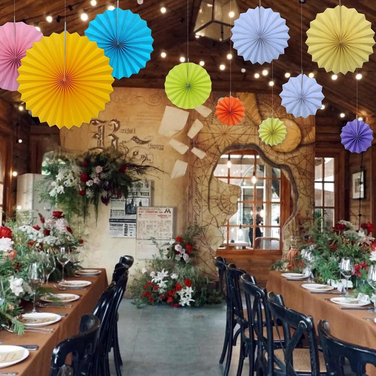 White Party Decorations,Wedding Decorations for Party Events Accessories,White Birthday Decor,Anniversary Decorations,Birthday Decorations for Men 8in Hanging Paper Fans 30 Color DIY Set(White)