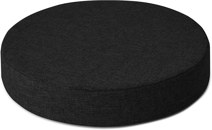AddGrace 2.5" Thick Non Slip Round Chair Pad 1 Pack, 16", Black | Machine-Washable Cover, Non-Slip, for Kitchen, Dining Room, Office, Floor, Bistro Cafe, for 16" Ottoman, 16" Round Stool