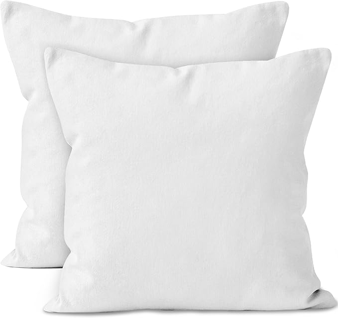 Encasa XO Throw Pillow Covers 26x26 in Set of 2 White | No Inserts | Cotton Pillow Covers for Living Room, Bed, Sofa, Couch | Decorative Cushion Covers with Improved Zipper
