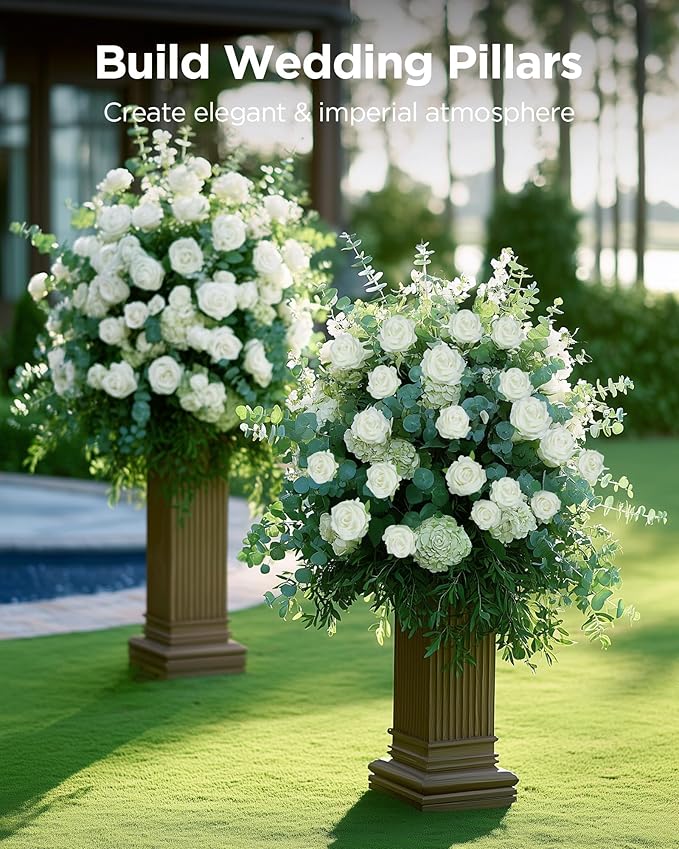 InnoGear 100 Pcs White Roses Artificial Flowers, Fake Velvet Silk Rose Bulk Faux Flower for Decoration DIY Wedding Centerpieces Proposal Bridal Bouquets Shower Party Home Floral Decor (100, White)