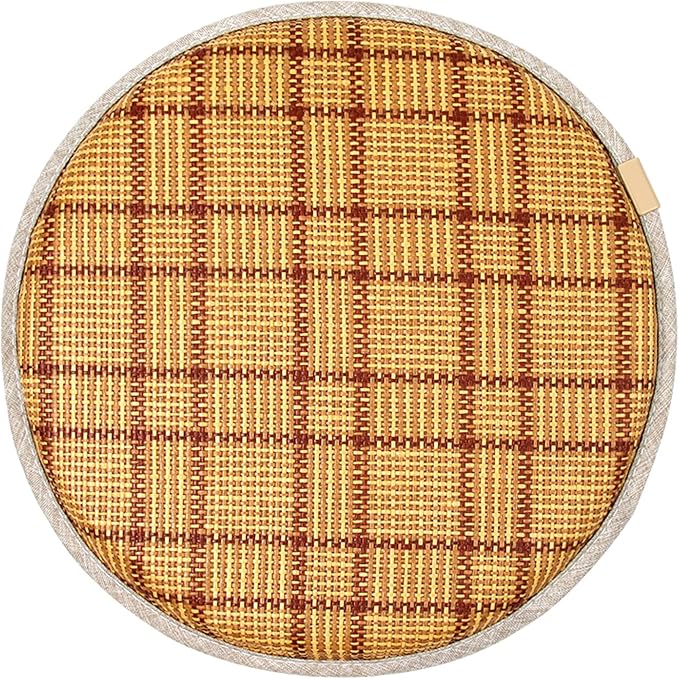 Round Seat Cushion with Ties Breathable Bar Stool Cushion Cover Tatami Pillow Kitchen, Home, Office Chair Cushion Cover (Beige Cooling mat, 12 inch)
