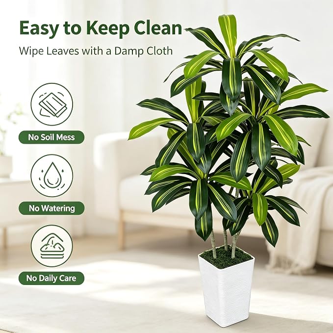 6ft Artificial Dracaena Tree, Realistic Faux Dragon Tree in Pot, 72 Inch Large Fake Silk Tree for Indoor Home Office Decor, Modern Floor Plant for Corner, Housewarming