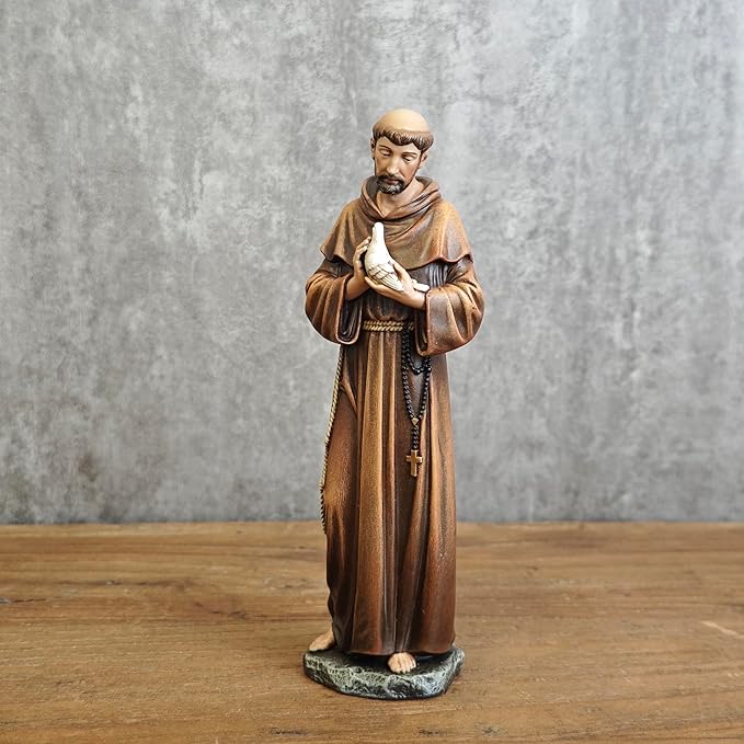 BC Catholic Saint Francis Statue, 6" H St Francis Patron Saint of Nature, Inspirational Garden Figure,Religious Gift, Devotional Home Décor,Renaissance Sculpture Handmade by Buildclassic