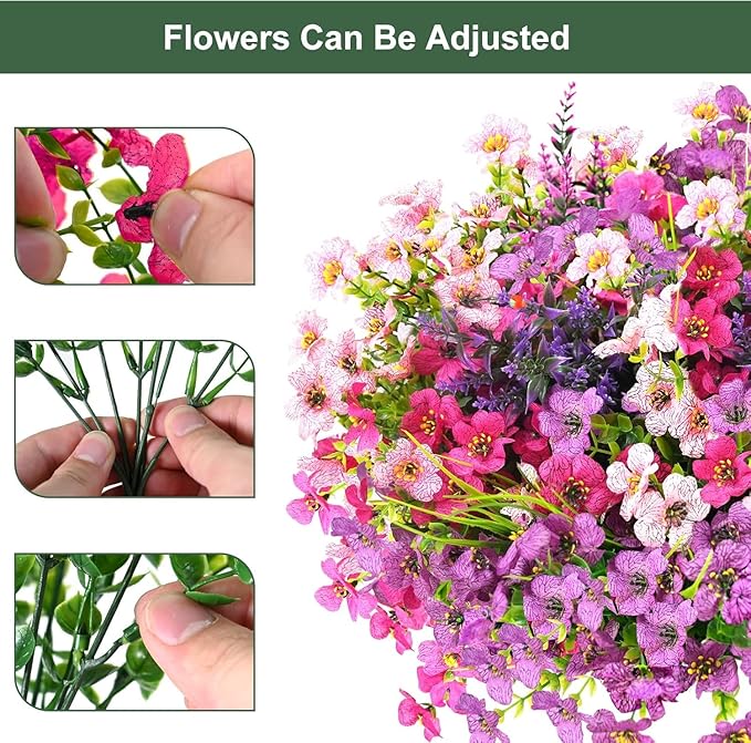 trytuny Artificial Flowers for Outdoor, UV Resistant Realistic Fake Flowers and Faux Plants for Indoor Outdoor, Garden Patio Porch Window Box Decor All Year (20pcs - Mixed Color)