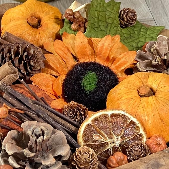 ANDALUCA Decorative Sunflower Fragrance Potpourri Fall Autumn Home Décor (Pumpkin Spice)