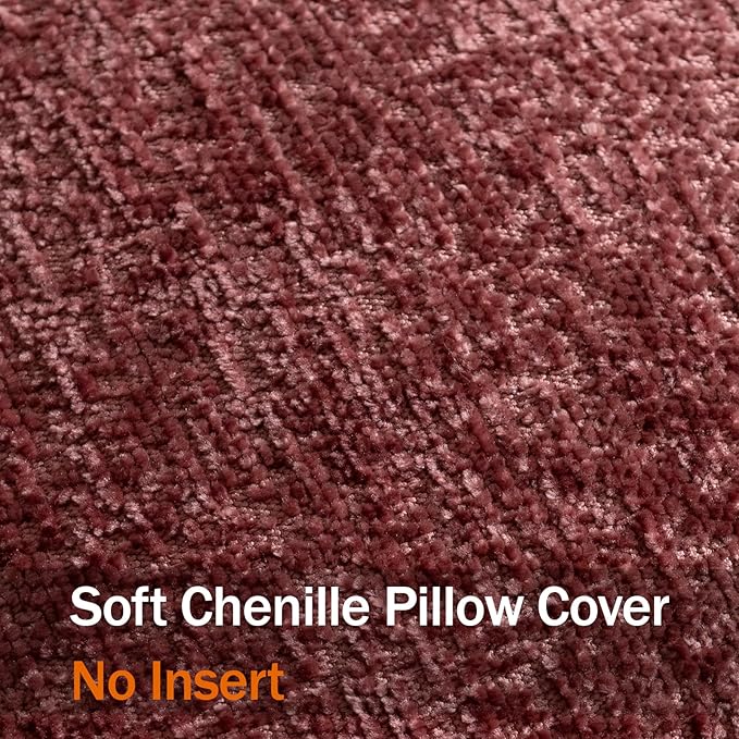 DEZENE Pack of 2 Christmas Burgundy Fall Decorative Throw Pillow Covers 18x18 Cozy Soft Chenille Accent Vintage Square Couch Pillow Covers for Home Decor Bed Sofa Living Room