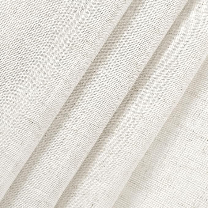 Beige White Linen Curtains for Living Room Extra Long 110 Inches Long Back Tab Light Filtering Semi Sheer Curtain Farmhouse Decor Floor to Ceiling High Window for Bedroom Office 52x110, 2 Panels