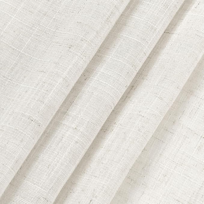 Beige White Linen Curtains for Living Room Extra Long 110 Inches Long Back Tab Light Filtering Semi Sheer Curtain Farmhouse Decor Floor to Ceiling High Window for Bedroom Office 52x110, 2 Panels