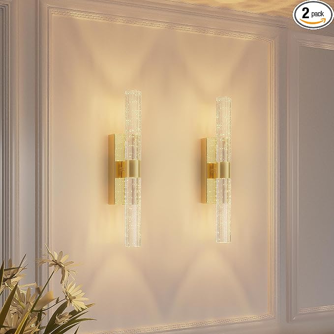 camuucci Battery Operated Wall Sconces Set of 2 Rechargeable Battery Powered Wall Light with 12000mAh Not Hardwired Dimmable Wall Lamp Fixtures for Bedroom Living Room Gold 15.3 Inches