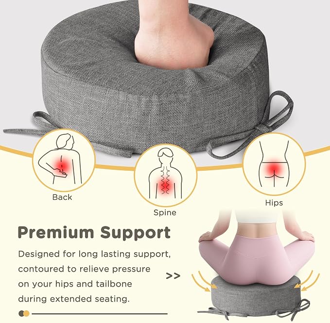 Bar Stool Cushions Round 3" Thick Round Seat Cushions for Chairs 4 Pack Non Slip Bistro Chair Pads with Machine Washable Cover (12 Inch, Light Grey)