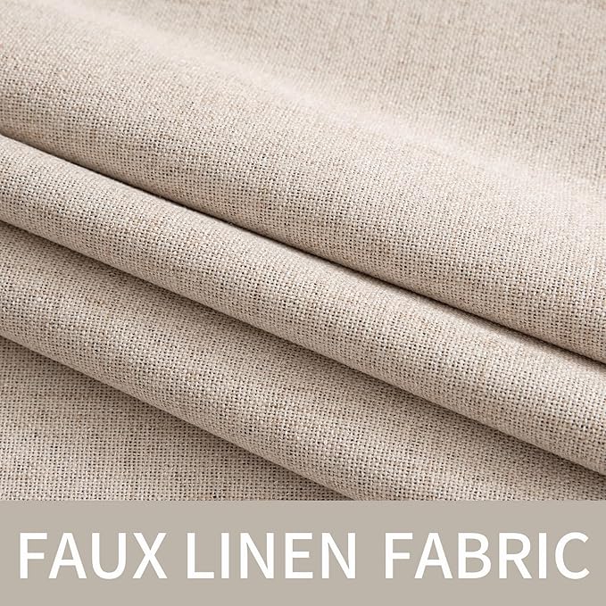 MIULEE Linen Textured Curtains for Bedroom Solid 100% Blackout Thermal Insulated Natural Beige Grommet Room Darkening Curtains & Drapes Luxury Decor for Living Room Nursery 52 x 64 Inch (2 Panels)