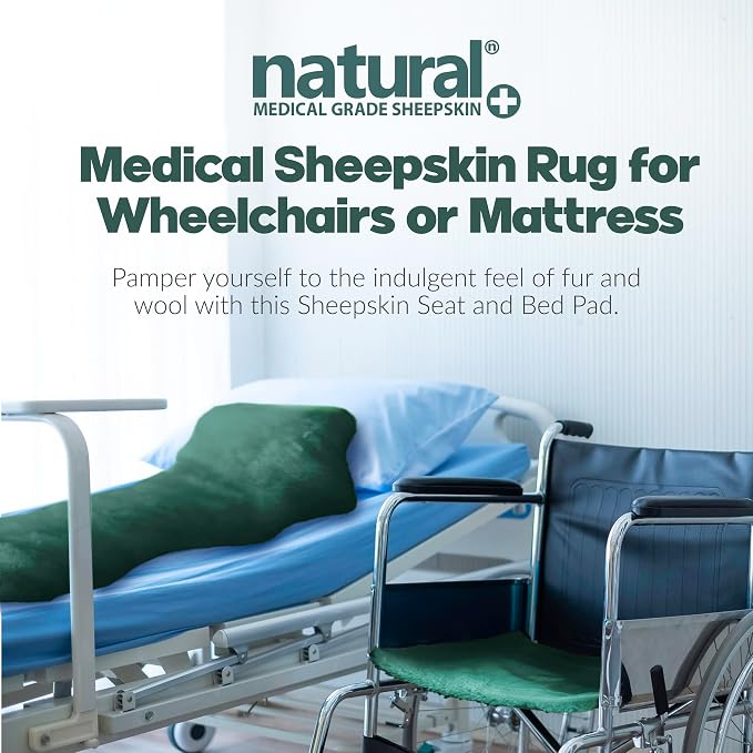 Natural Sheepskin for Bed Sores and Skin Irritation | Tauranga 100% Real Medical Sheepskins with Non-Slip Back for Pain Relief and Discomfort, Wool Seat Pad, Emerald, 26 in. x 46 in.