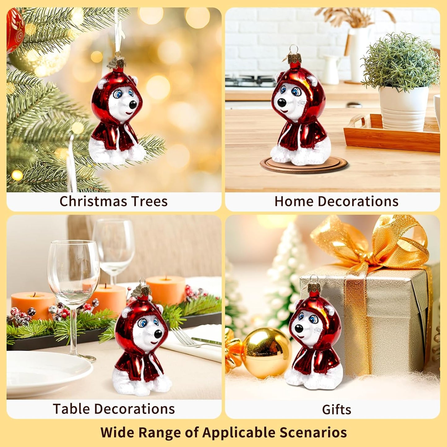 Christmas Ornaments,Glass Blown Ornaments for Tree,Personalized Polar Bear Collection Hanging Ornaments,Christmas Decorations for Xmas Tree Holiday Party Gifts(Polar Bear)