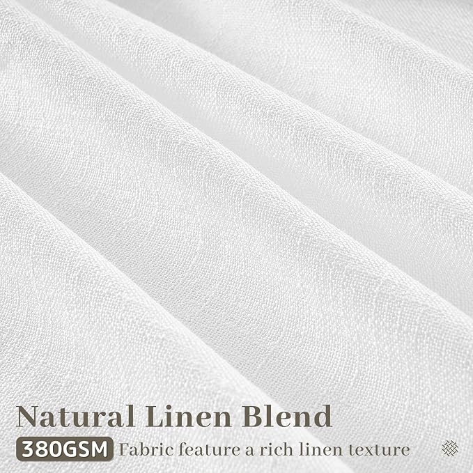 Beige Linen White Pinch Pleated Curtains 84 Inches Long for Living Room Farmhouse Natural Off-White Textured Weave Memory Trained Window Drapes Light Filtering Scandinavian Semi Sheer Curtain 2 Panels