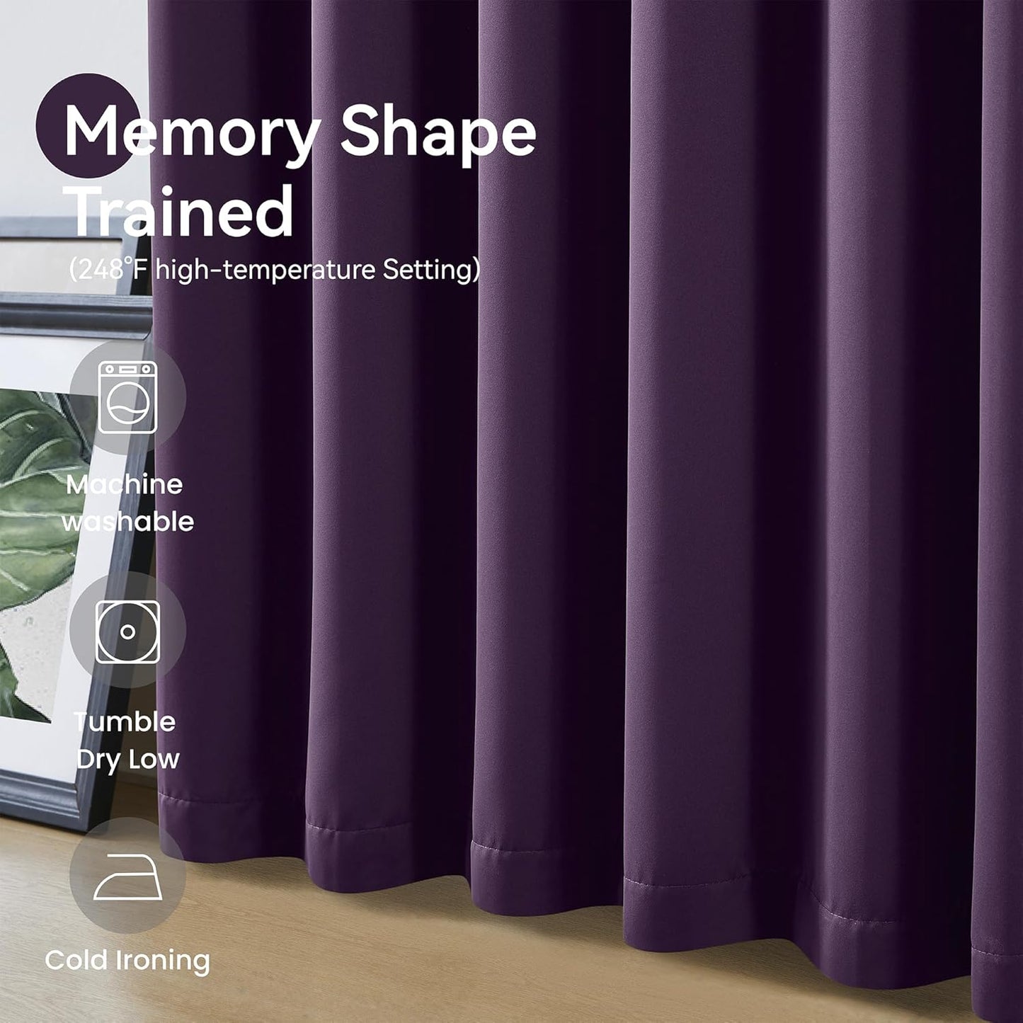 KangBang Purple Pinch Pleat Curtains 108 Inches Long, Blackout Pleated Vertical Curtains Sound Dampening Polyester Modern Drapes for Living Room Office with Hooks (40x108,9FT,2 Panels, Royal Purple)