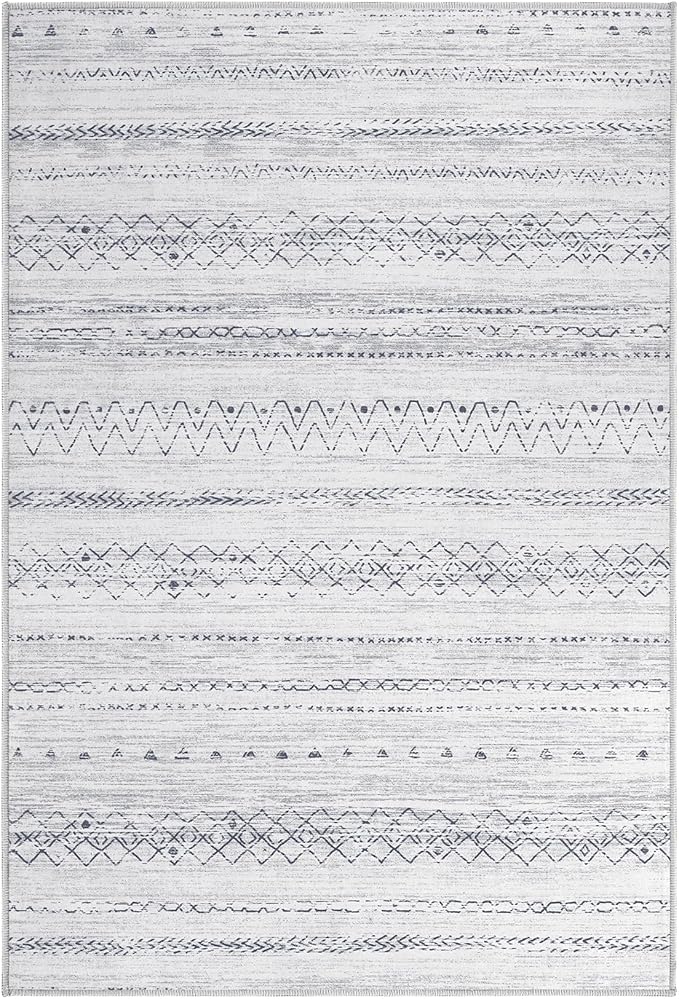cotiled Washable 2x3 Entryway Rug: Washable Boho Rugs with Non Slip Backing Small Soft Indoor Stain Resistant Carpet for Kitchen Front Lightweight Home Decor Grey