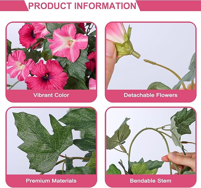 HyeFlora Artificial Flowers for Outdoors 2PCS Faux Petunias Silk Fake Flowers for Outside Planter UV Resistant Realistic Home Garden Porch Decor (Pink)