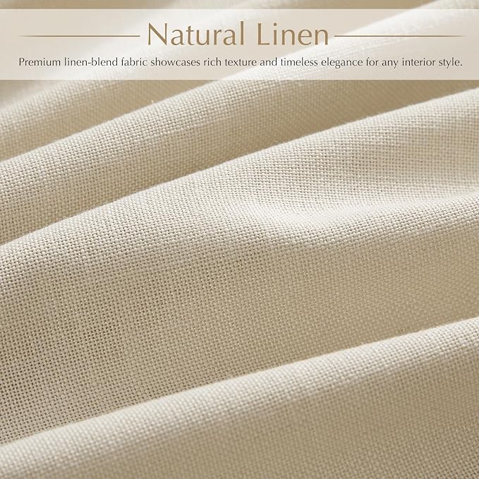 92 Inch Long Pleated Linen Curtains 2 Panel Set for Living Room Beige Triple Pinch Pleat Curtain Memory Trained with Hook Farmhouse Rustic Canvas Textured Light Filtering Pleated Drapes 92 inch Length