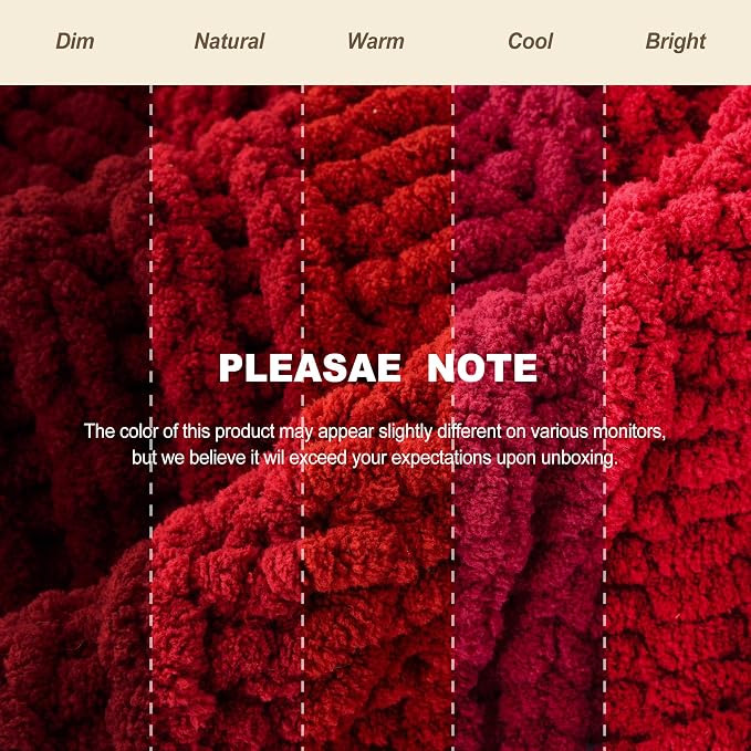 Battilo Chunky Knit Throw Blanket for Couch, Christmas, 50"x60", Dark Red | Hand Knit, Gift Blanket, Cozy Warm Thick Soft Chenille Throw Blanket for Bed, Sofa, Chair, Living Room