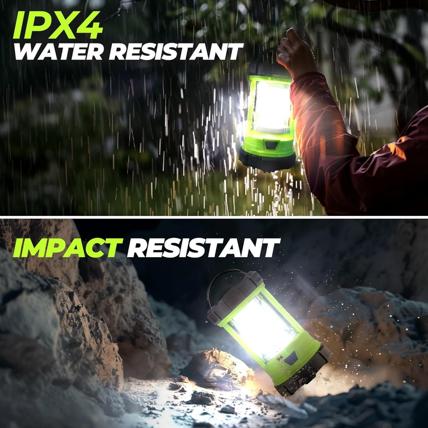 Rechargeable Camping Lantern, 3000LM 5 Light Modes Camping Light 4400 Capacity Phone Charger LED Impact-Resistant Flashlight Lantern Portable Waterproof Hurricane Lanterns for Emergency