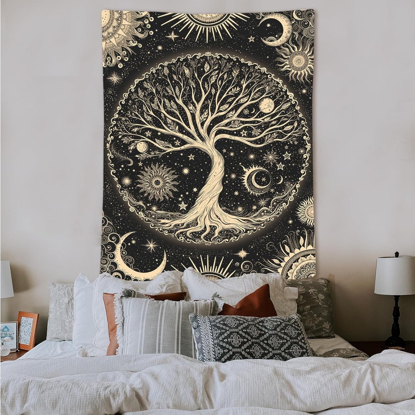 Lunerfex Tree of Life Tapestry Starry Sky Wall Tapestry, Vintage Tapestries for Bedroom Ceiling Tapestries Wall Hanging for Bedroom Living Room Decor Tree-3 36"x48"