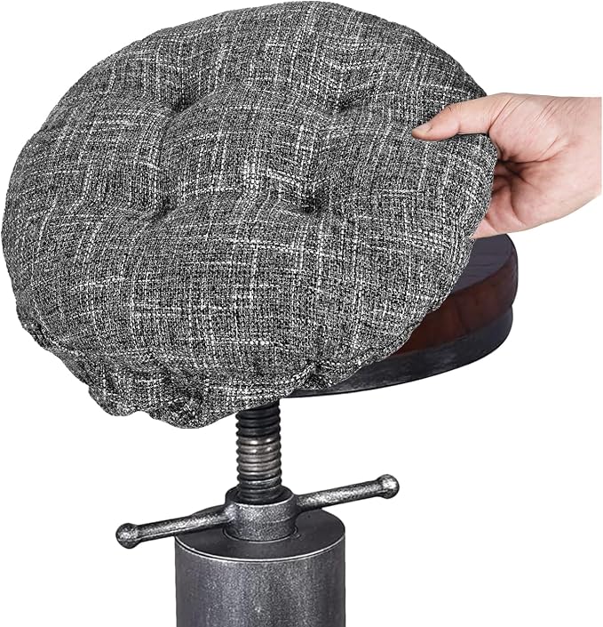 SINOSSO Modern Bar Stool Cushion Dia.12, Fashion Interweaving Design Anti-Skid Silicone Round Stool Seat Cushion Cover Padded (Light Gray, S,1)