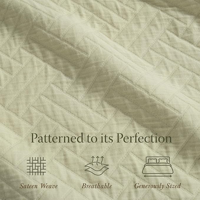 Threadmill Luxury Cotton Blankets for King Size Bed | All-Season Cozy 100% Cotton King Blanket | Criss Cross Soft & Lightweight Coverlet fits California King Size Bed, 104x92 | Sage Green