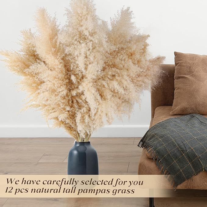 Pasuvsigt 40" inch 36 Stems Natural Pampas Grass Decor Tall, Boho Home Decor,Pompas Grass, Dried Tall Pampas Grass for Wedding Floral Arrangements, Farmhouse,Party