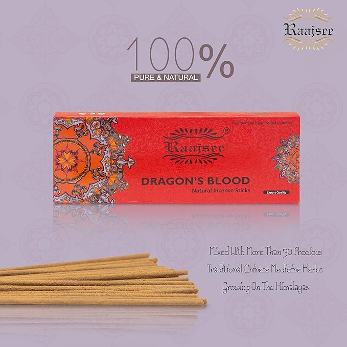 Dragon Blood Incense Sticks, 100%-Natural Charcoal Free Organic Non Toxic Clean Burning Handmade Insence Sticks 100 gm Pack, Meditation Gifts – Spritual Cleansing