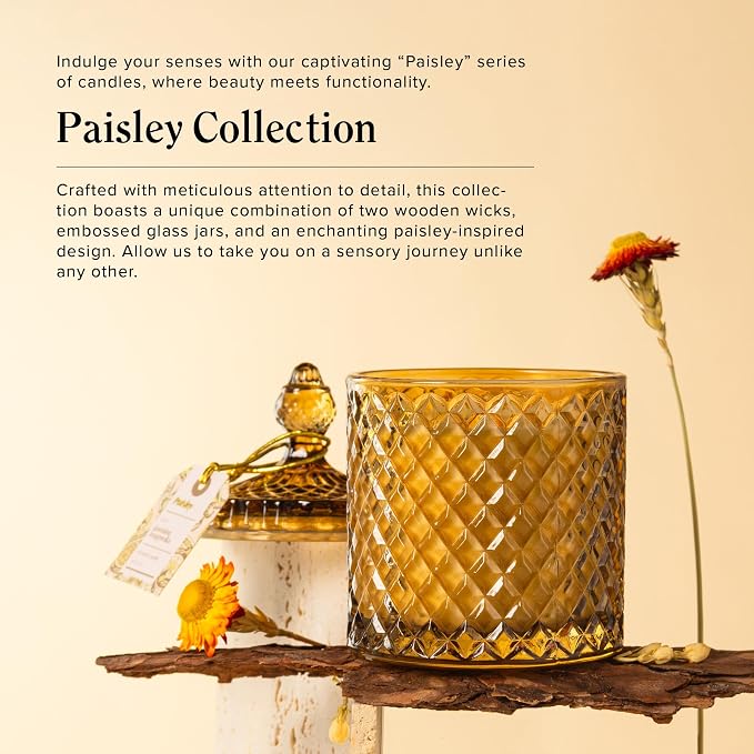Hidden Label Large Decorative Jar Candle,Wood Wick Jasmine& Magnolia + Sandalwood White Musk Scented Candle.Soy Wax Candle for Home Scented