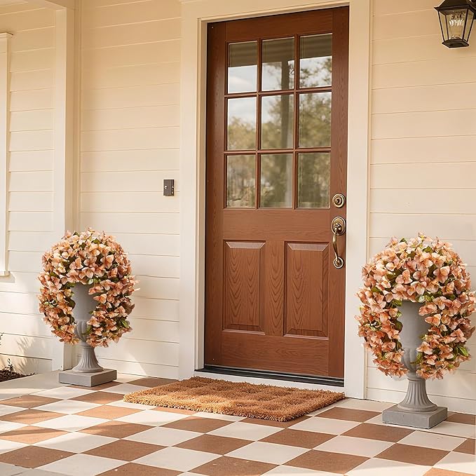 HyeFlora Bougainvillea Artificial Hanging Flowers Plants for Outdoors Decoration, 2pcs Faux Bougainvillea Vines Brown Fake Flowers Realistic UV Resistant Silk Flowers for Outside Planter Yard Porch