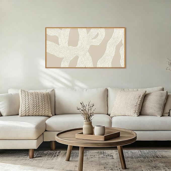 HPNIUB Large Abstract Beige Framed Canvas Prints Wall Art Set,Neutral Minimalist Lines Wall Decor,Modern Textured Artwork for Living Room, Bedroom,Dining Room, Office, Bathroom Decor-20 x40