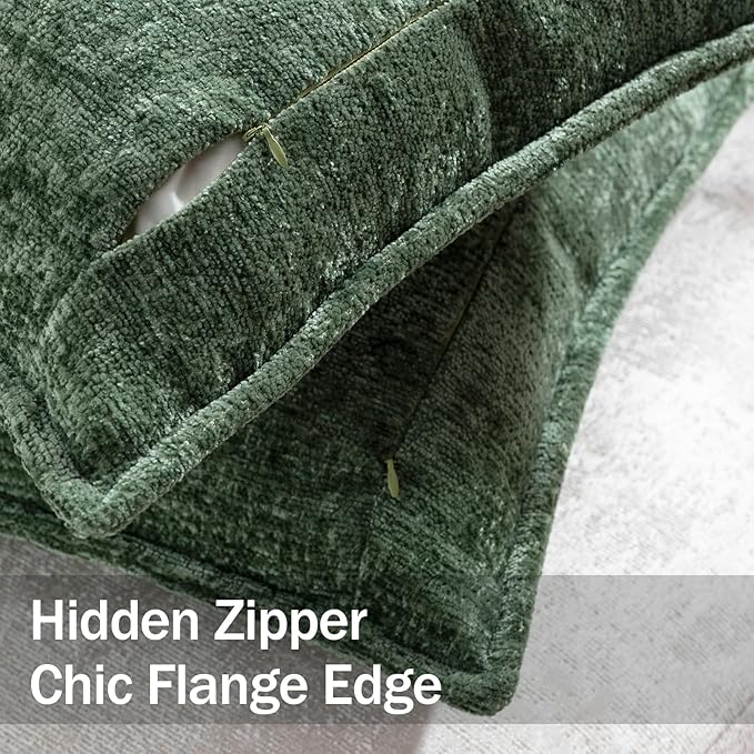 DEZENE Pack of 2 Forest Green Spring Christmas Decorative Throw Pillow Covers 18x18 Cozy Soft Chenille Accent Vintage Square Couch Pillow Covers for Home Decor Bed Sofa Living Room
