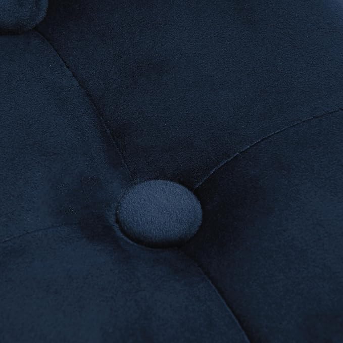 HomePop 19" Velvet Button Tufted Round Storage Ottoman - Navy Blue