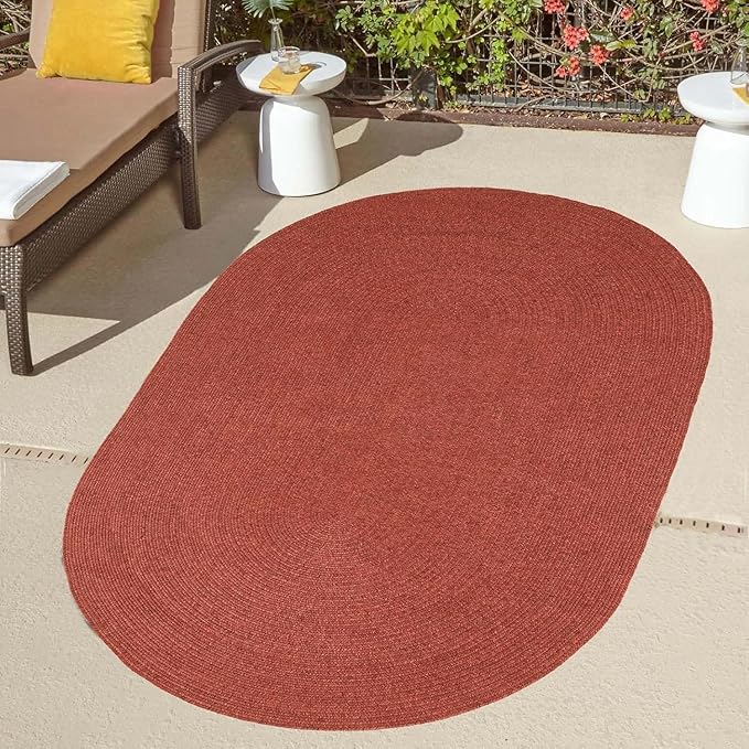 Superior Jute Oval Indoor Area Rug, Brick