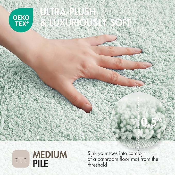 Madison Park Evan 100% Cotton Bathroom Rug Non Slip Backing-Luxrurious Tufted Plush Bath Mat Absorbent, Quick Dry, Spa Design Shower Room Décor, 24x40, Seafoam
