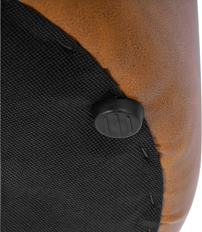 HomePop Upholstered Faux Leather Round Ottoman (No Lid, Seat Only) | HomePop Home Décor | Round Pouf Foot Rest – Camel Brown Faux Leather