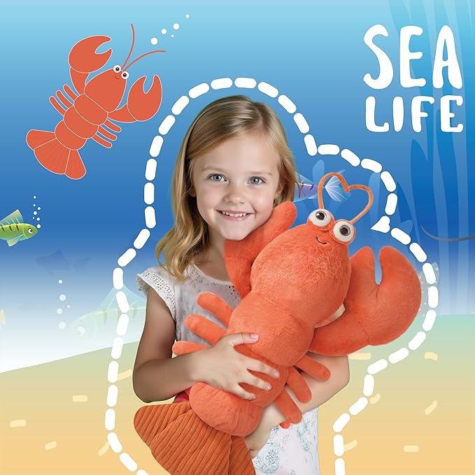 Niuniu Daddy 23" | 3.3 Pound Lobster Weighted Stuffed Animals for Kids Adults, Large Lobster Weighted Plush Toys Animal Calming for Sleeping, Cute Body Pillow for Presents Birthday Christmas Holiday