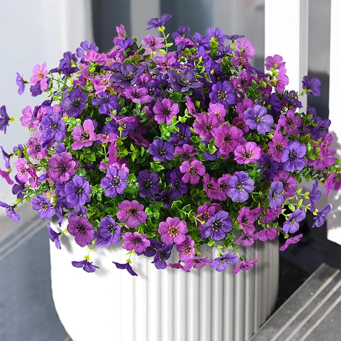 ZFProcess Artificial Flowers Faux Plants Outdoor Fake Flowers Spring Decor,12 Bundles Realistic Plastic Plant Colorful Daisy UV Resistant for Porch Patio Home Yard Garden Window Box Pot Planters
