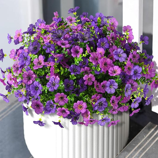ZFProcess Artificial Flowers Faux Plants Outdoor Fake Flowers Spring Decor,12 Bundles Realistic Plastic Plant Colorful Daisy UV Resistant for Porch Patio Home Yard Garden Window Box Pot Planters