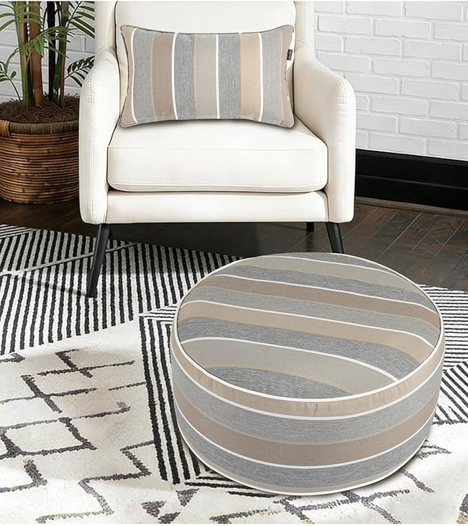 FUNHOME Waterproof Outdoor Lumbar Pillow Covers Set of 2,Home Decor for Garden Patio Furniture,Couch,Sofa 12"x20" Inch Decorative Pillows Cover Only,NO Insert(Gray Stripe)