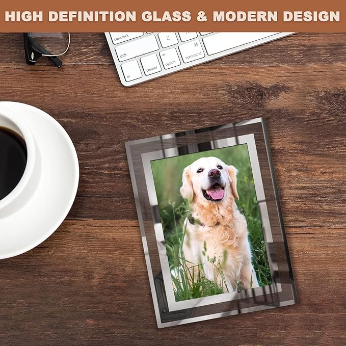 IZIDDO 4x6 Picture Frames Set of 2, Silver Glass Photo Frame for Tabletop Display, Gift Picture Frame, Horizontally or Vertically
