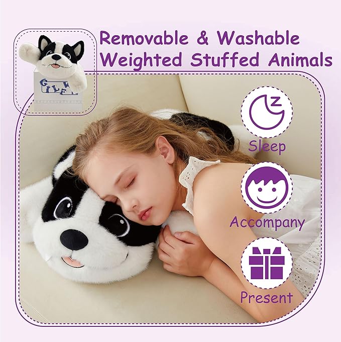 GILFWM 25" 5 lbs Dog Weighted Stuffed Animals :Big Large Weighted Plush Animal，Cute Plushie Pillow Toys,Soft Washable Weighted Plush Pillowfort Gifts for Adults Kids Girls Boys