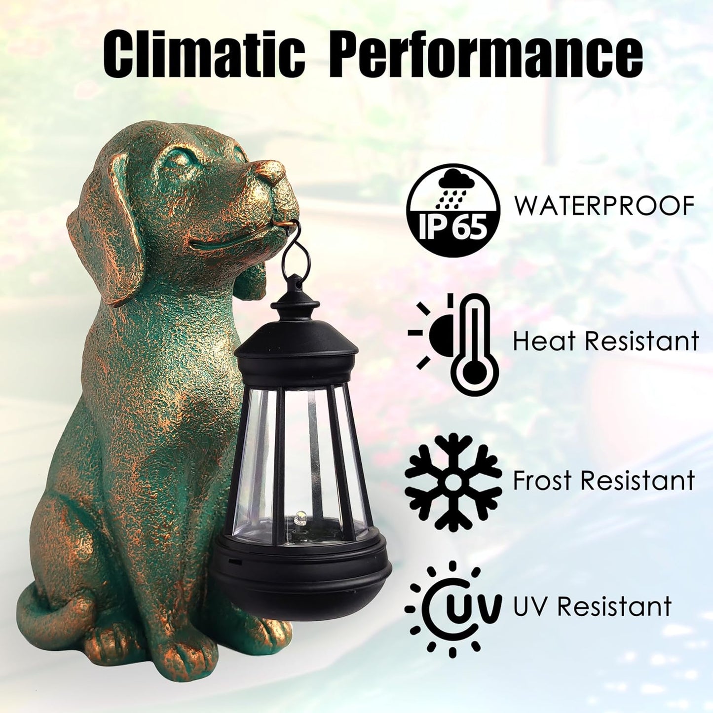 Dog Garden Statue Outdoor Décor with Solar Lights Lantern,Dog Solar Light Figurines Outside Decorations for Yard，Lawn ,Patio, Balcony, Unique Housewarming Gifts