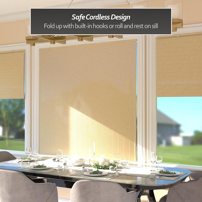 Red Lantern Matchstick Cordless Window Shade - Natural, 60" Wide