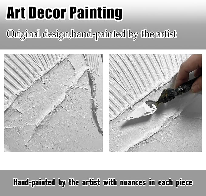 THRLVEART Large Paintings for Living Room White Abstract Art Wall Decor for Dining Room Huge Home Ofiice Decor 47 x 95 Inch